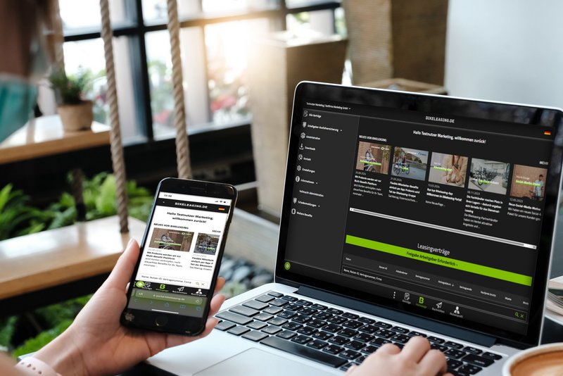 Das Bikeleasing-Portal abgebildet auf Laptop und Handy