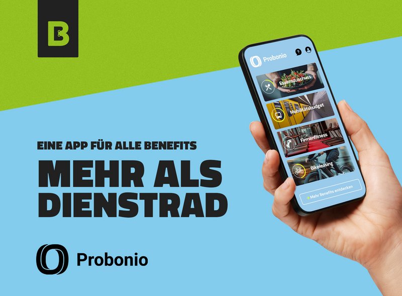Nahaufnahme von Hand mit iPhone und Probonio App