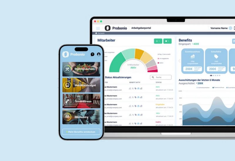 iPhone und Laptop mit Probonio Portalen