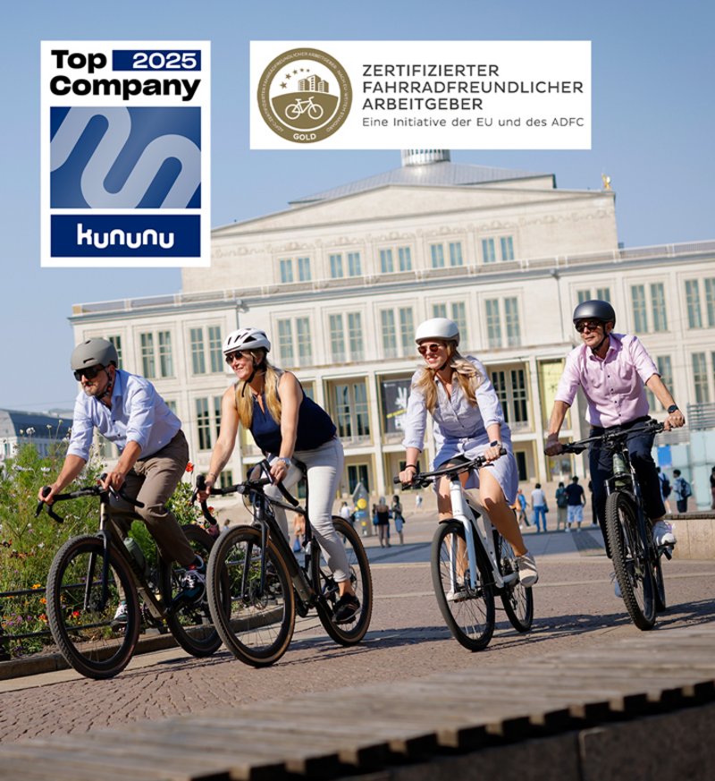 4 DienstradfahrerInnen in Leipzig, Kununu und FFA Siegel